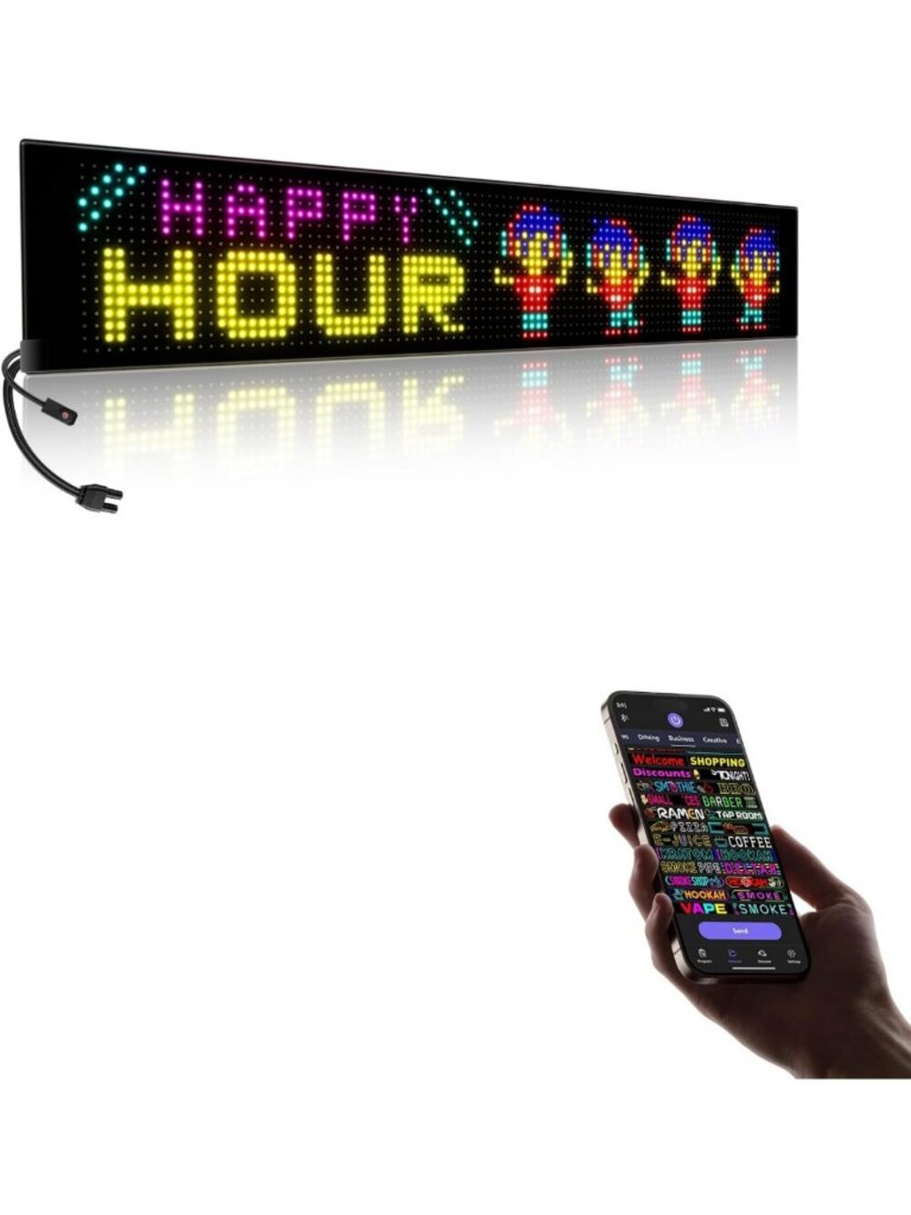 Large Programmable LED Sign - P10 Indoor Display, Bluetooth App for Business